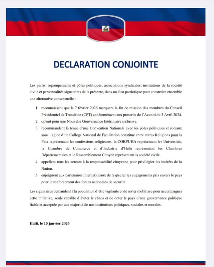 FIN DE MISSION DU CONSEIL PRÉSIDENTIEL EN 2026 : UNE LARGE COALITION PROPOSE UNE NOUVELLE GOUVERNANCE DE transition